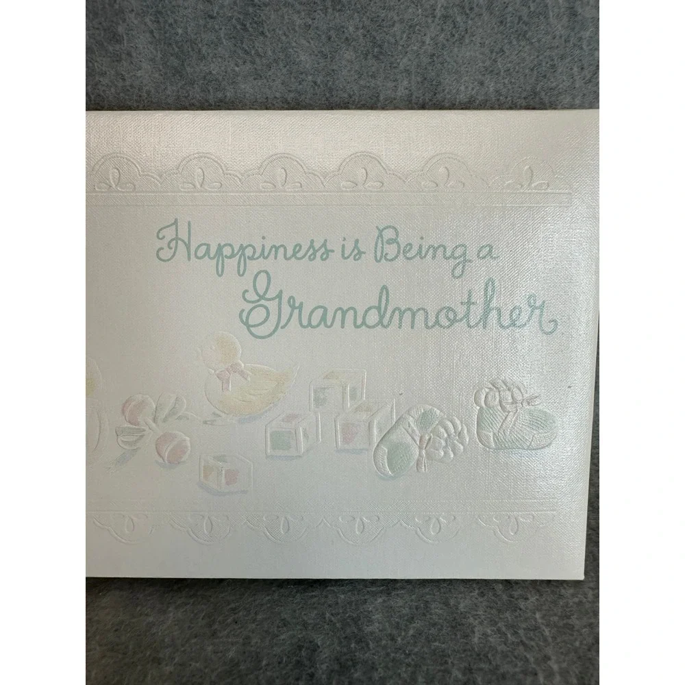 VTG C R Gibson Baby Photo Album Memory Book Happiness is Being a Grandmother New